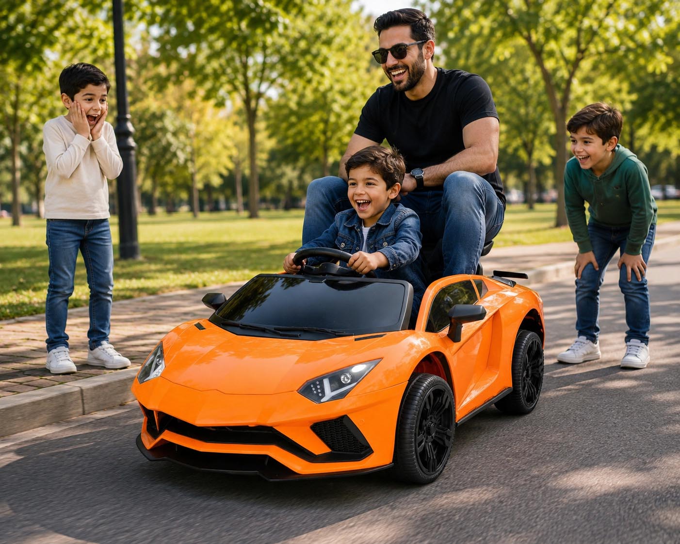 ماشین شارژی کودک بزرگ لامبورگینی نارنجی