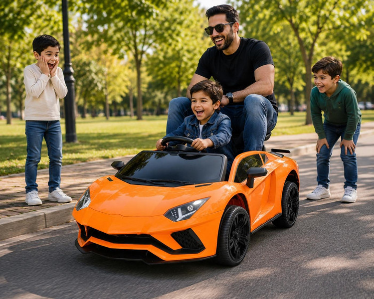 ماشین شارژی کودک بزرگ لامبورگینی نارنجی